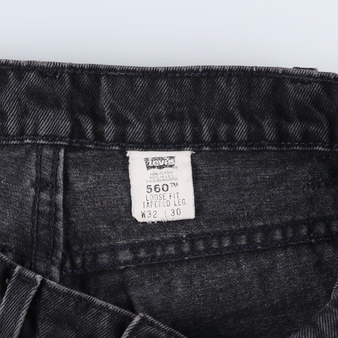 90'S Levi's 00560-0260 Loose Fit Tapered Leg Black Denim Pants, Made in USA, Men's Size W30 cotton black type Vintage Second Hand