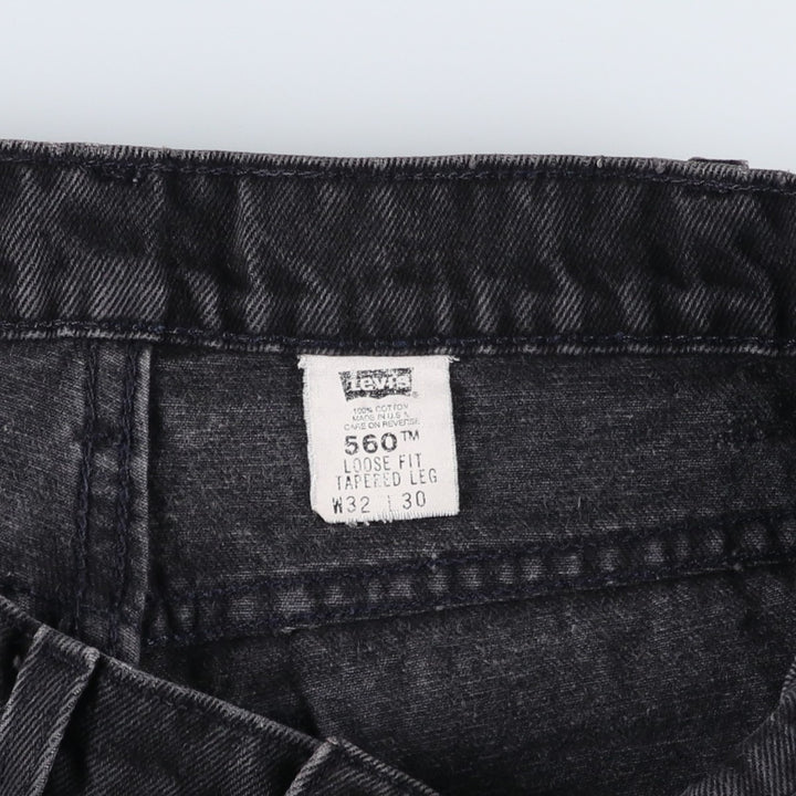 90'S Levi's 00560-0260 Loose Fit Tapered Leg Black Denim Pants, Made in USA, Men's Size W30 cotton black type Vintage Second Hand