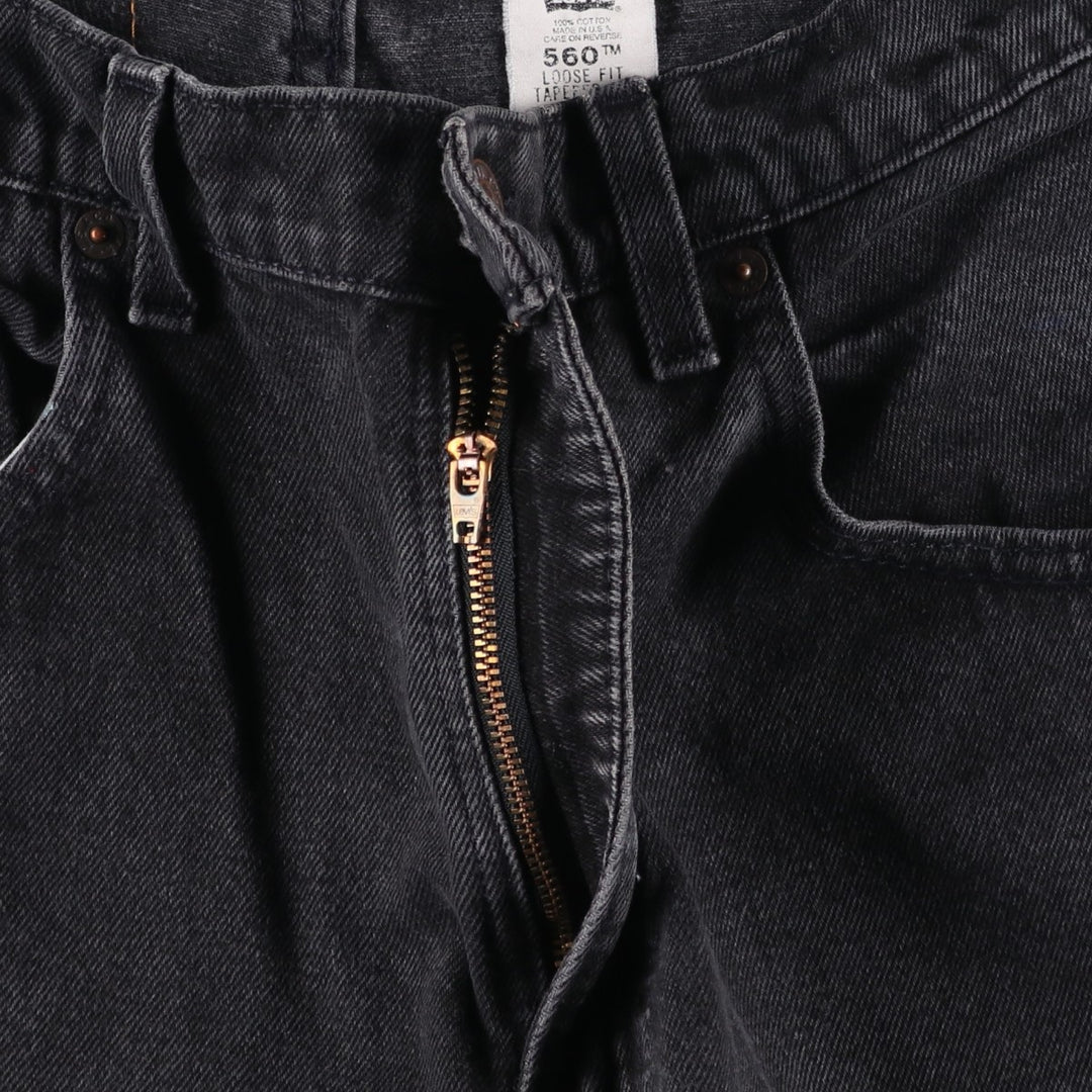 90'S Levi's 00560-0260 Loose Fit Tapered Leg Black Denim Pants, Made in USA, Men's Size W30 cotton black type Vintage Second Hand