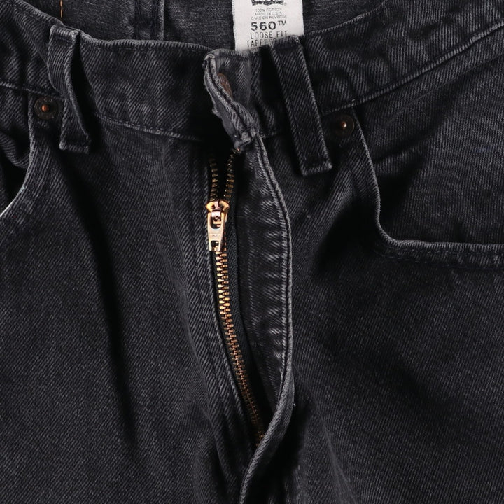 90'S Levi's 00560-0260 Loose Fit Tapered Leg Black Denim Pants, Made in USA, Men's Size W30 cotton black type Vintage Second Hand