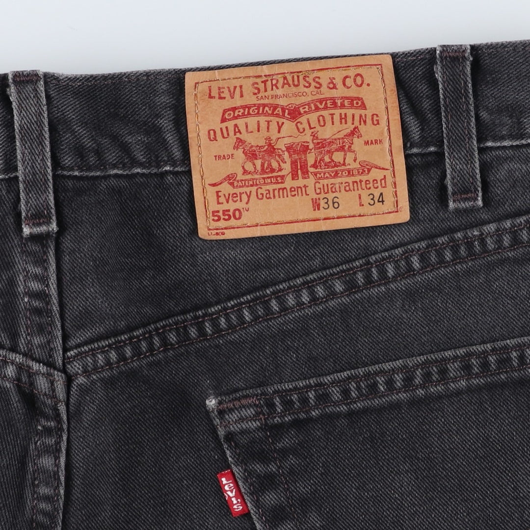 00'S Levi's 550 Relaxed Fit Black Denim Tapered Denim Pants Made in USA Men's W37 cotton black type Vintage Second Hand