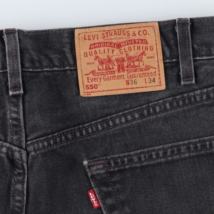 00'S Levi's 550 Relaxed Fit Black Denim Tapered Denim Pants Made in USA Men's W37 cotton black type Vintage Second Hand