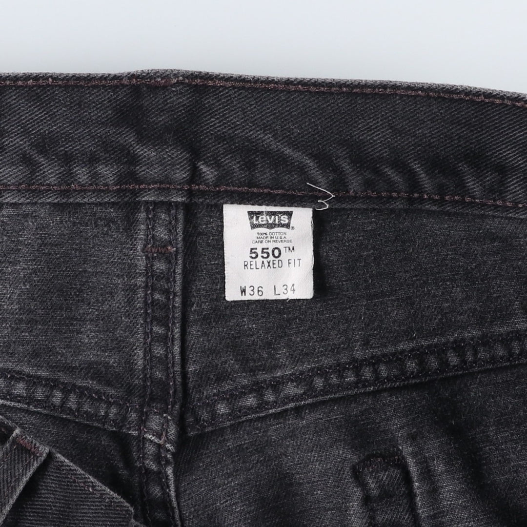 00'S Levi's 550 Relaxed Fit Black Denim Tapered Denim Pants Made in USA Men's W37 cotton black type Vintage Second Hand