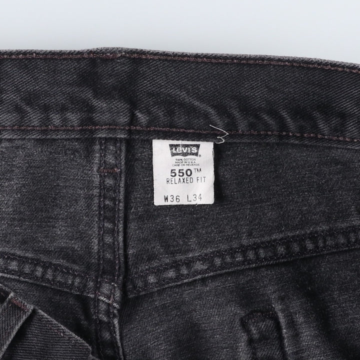 00'S Levi's 550 Relaxed Fit Black Denim Tapered Denim Pants Made in USA Men's W37 cotton black type Vintage Second Hand