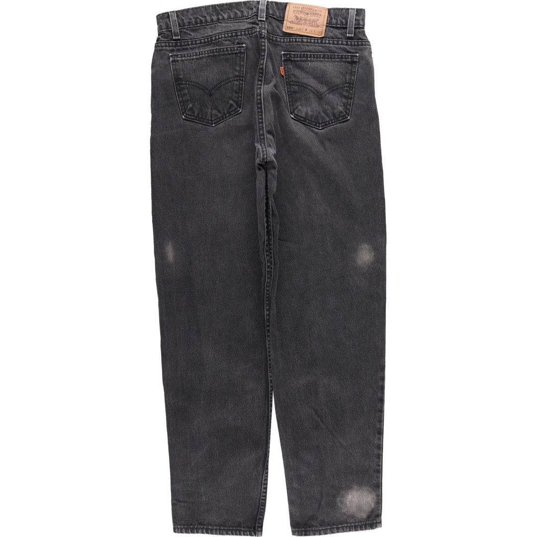 90'S Levi's 550 Relaxed Fit Tapered Leg Tapered Denim Pants, Made in USA, Size 33, Black, Orange Tag cotton black type Vintage Second Hand