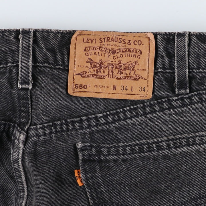 90'S Levi's 40550-4159 Relaxed Fit Tapered Denim Pants with Orange Tag, Black Denim, Made in USA, Men's Size 33 cotton black type Vintage Second Hand
