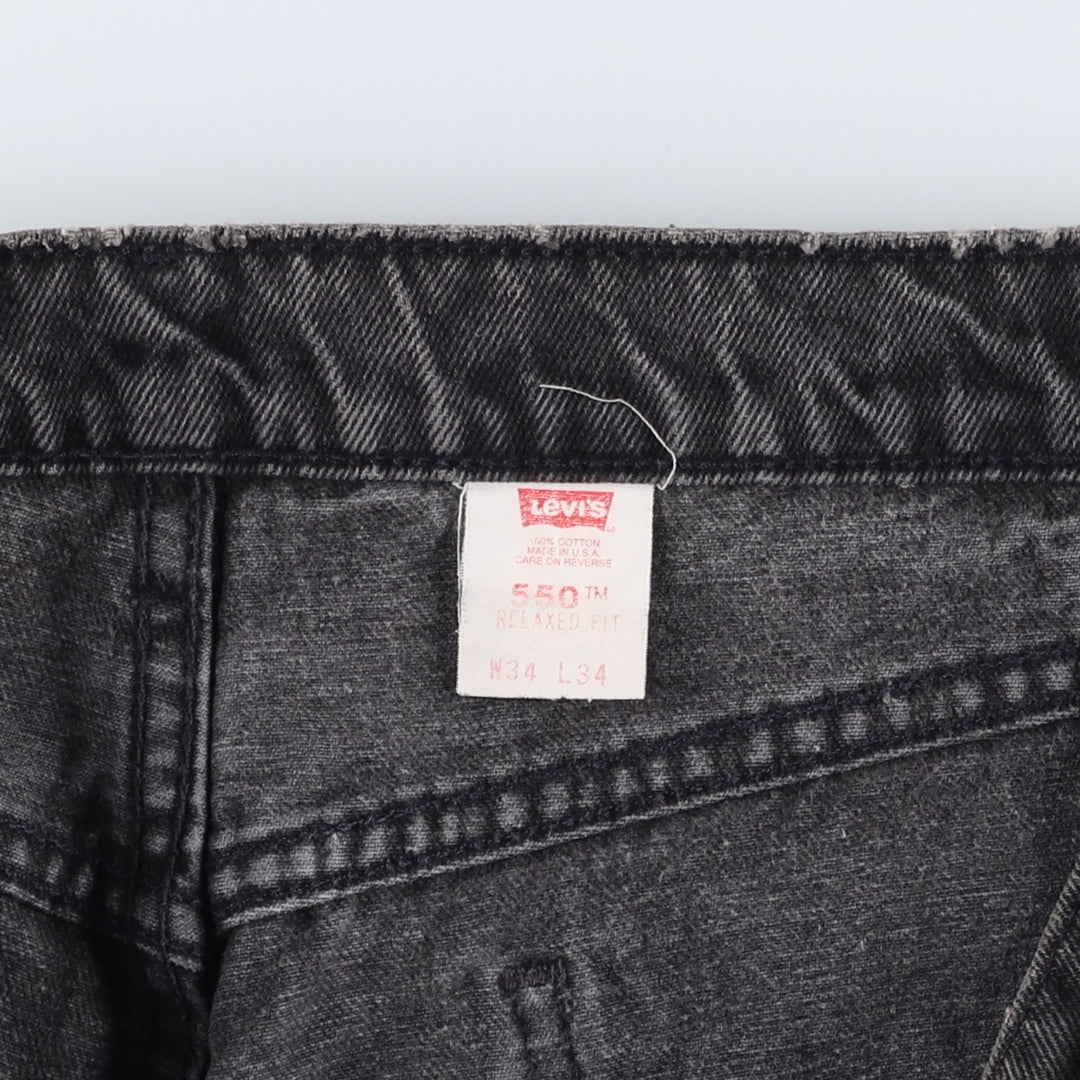 90'S Levi's 40550-4159 Relaxed Fit Tapered Denim Pants with Orange Tag, Black Denim, Made in USA, Men's Size 33 cotton black type Vintage Second Hand