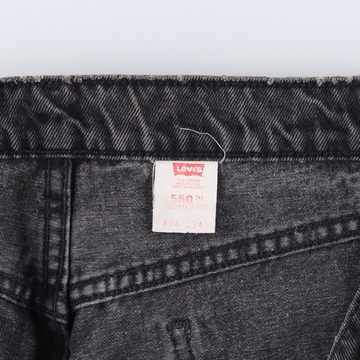 90'S Levi's 40550-4159 Relaxed Fit Tapered Denim Pants with Orange Tag, Black Denim, Made in USA, Men's Size 33 cotton black type Vintage Second Hand