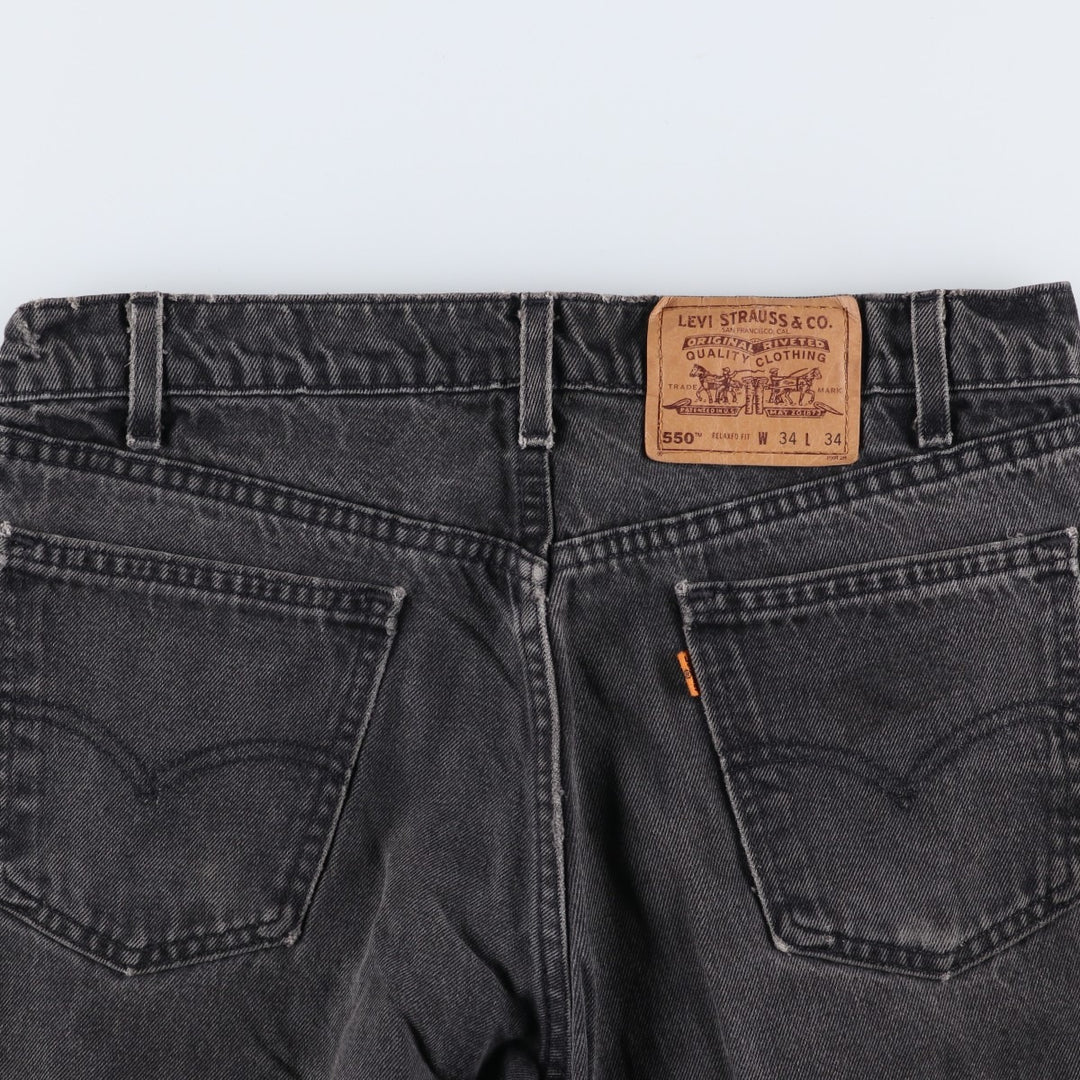 90'S Levi's 40550-4159 Relaxed Fit Tapered Denim Pants with Orange Tag, Black Denim, Made in USA, Men's Size 33 cotton black type Vintage Second Hand