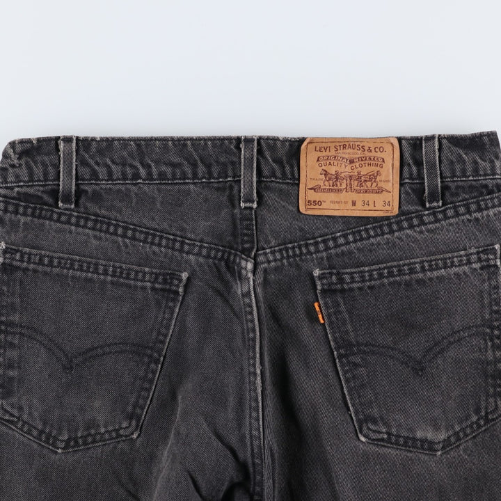 90'S Levi's 40550-4159 Relaxed Fit Tapered Denim Pants with Orange Tag, Black Denim, Made in USA, Men's Size 33 cotton black type Vintage Second Hand