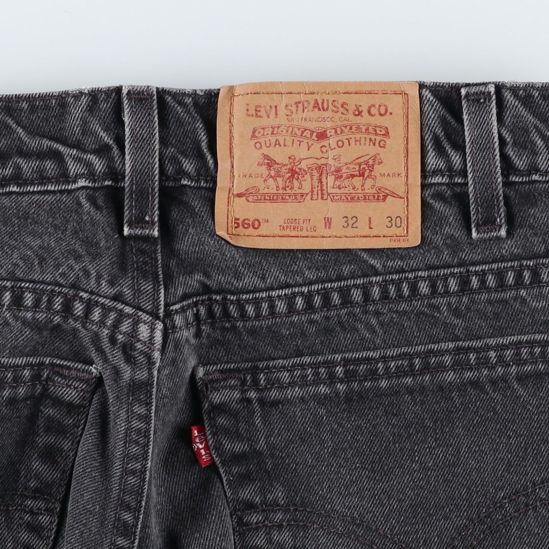 90'S Levi's 00560-0260 Loose Fit Tapered Leg Black Denim Pants, Made in USA, Men's Size W30 cotton black type Vintage Second Hand