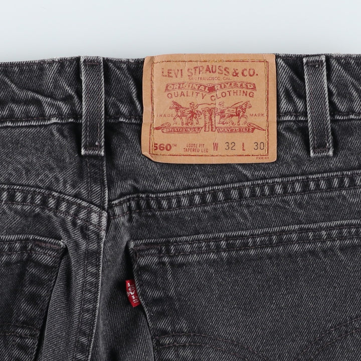 90'S Levi's 00560-0260 Loose Fit Tapered Leg Black Denim Pants, Made in USA, Men's Size W30 cotton black type Vintage Second Hand