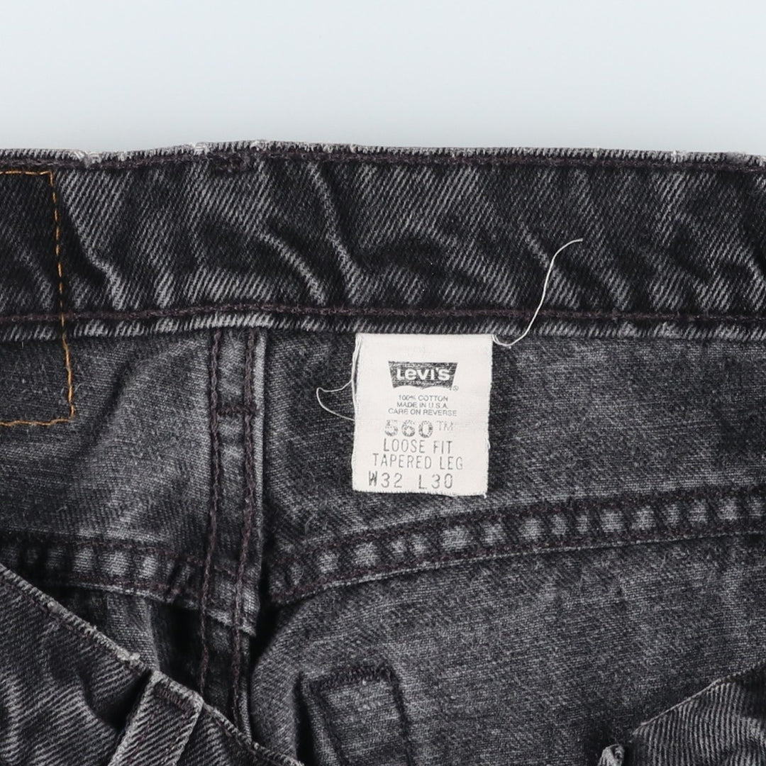 90'S Levi's 00560-0260 Loose Fit Tapered Leg Black Denim Pants, Made in USA, Men's Size W30 cotton black type Vintage Second Hand
