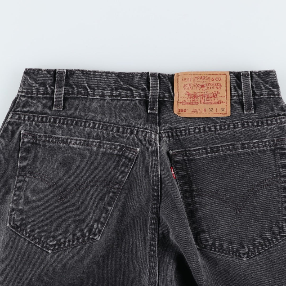 90'S Levi's 00560-0260 Loose Fit Tapered Leg Black Denim Pants, Made in USA, Men's Size W30 cotton black type Vintage Second Hand