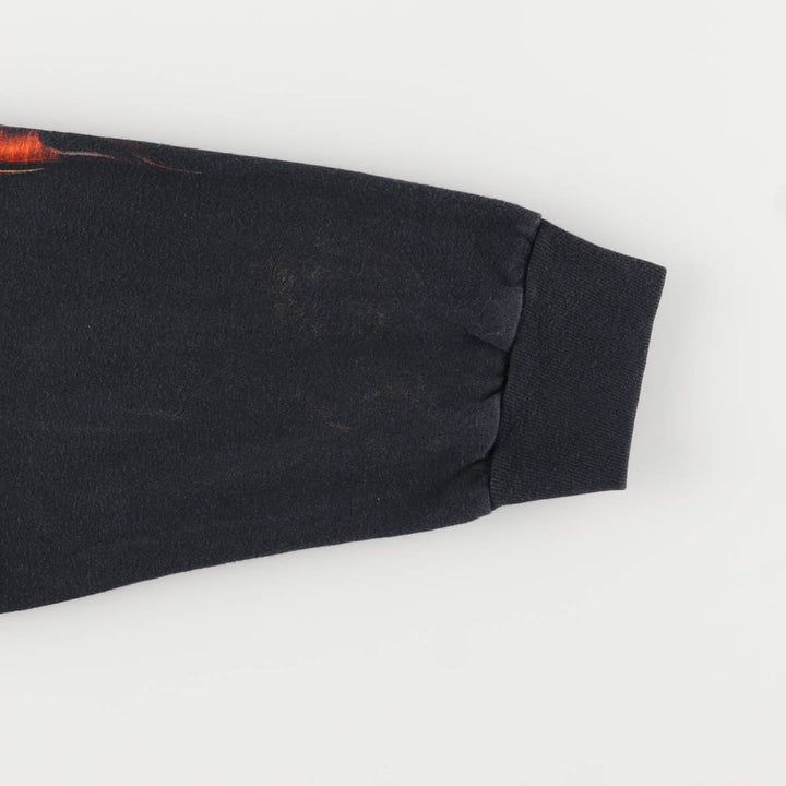 2000'S Harley-Davidson Skull Pattern Eagle Pattern Fire Pattern Long Sleeve T-Shirt, Made in USA, Men's Size XL cotton black type Vintage Second Hand