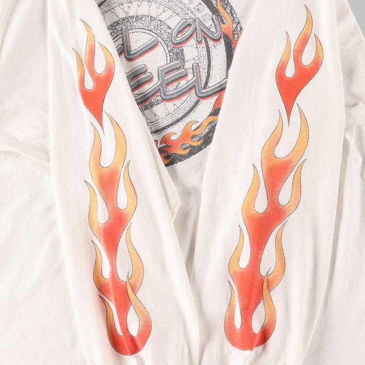 2000'S Harley-Davidson Fire Pattern Long Sleeve T-Shirt, Made in USA, Men's Size XL cotton white type Vintage Second Hand