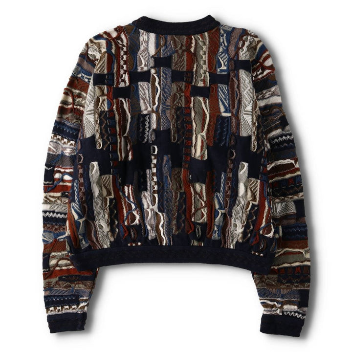 Vintage 90'S COOGI all-over print lamé yarn 3D knit sweater, made in Australia, women's size L cotton navy blue type Vintage Second Hand