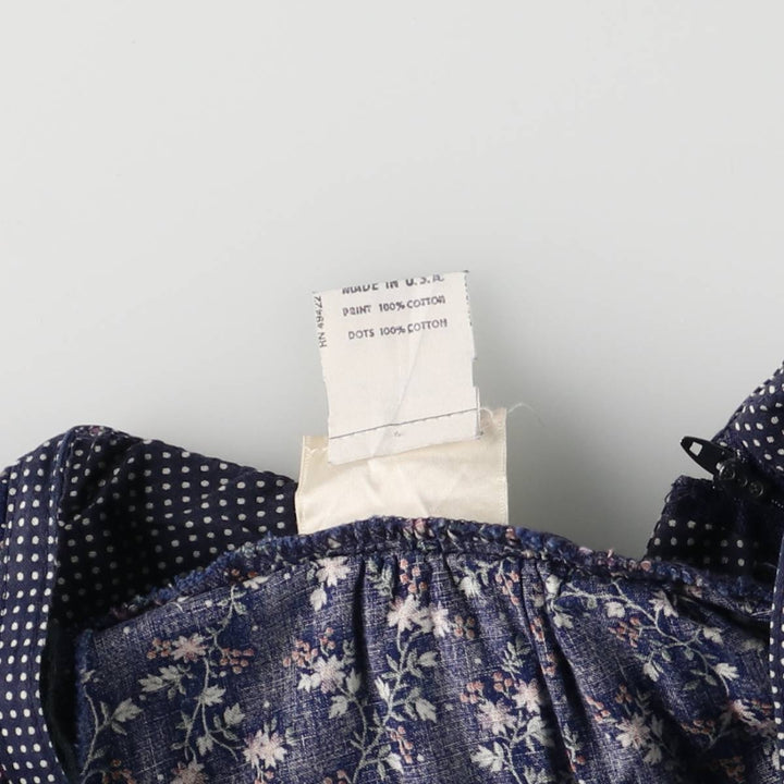 Vintage 1970'S Gunne Sax Gannies ruffled all-over print cotton half-length flared skirt, size M, women's cotton navy blue type Vintage Second Hand