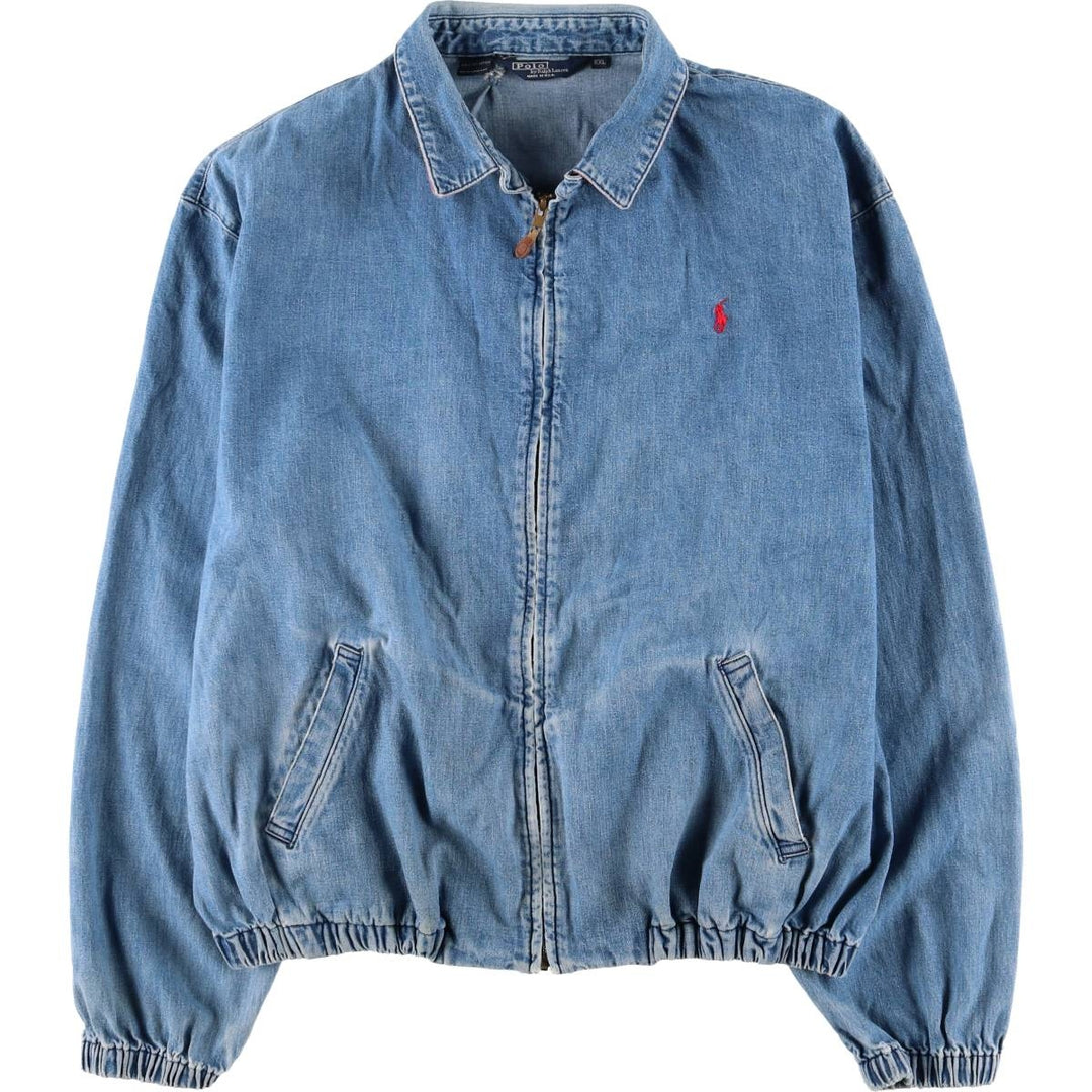 90'S Polo by Ralph Lauren denim swing top sports jacket, Made in USA, Men's XXL cotton blue type Vintage Second Hand