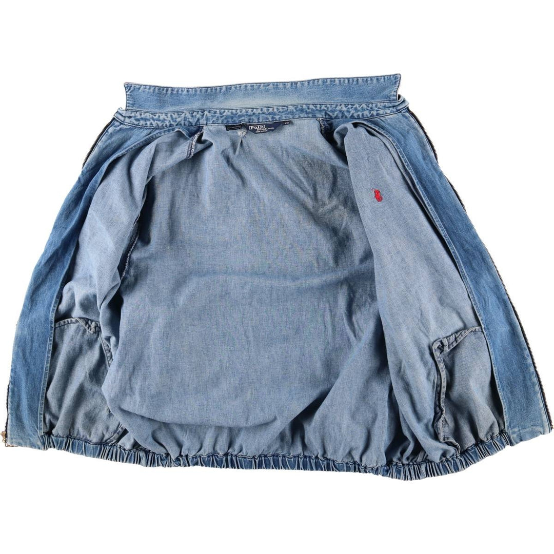 90'S Polo by Ralph Lauren denim swing top sports jacket, Made in USA, Men's XXL cotton blue type Vintage Second Hand