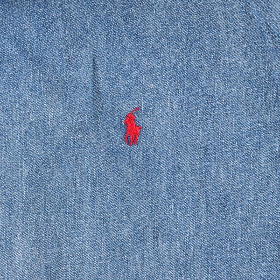 90'S Polo by Ralph Lauren denim swing top sports jacket, Made in USA, Men's XXL cotton blue type Vintage Second Hand