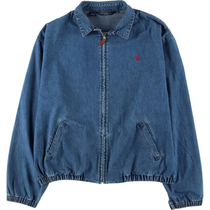 90'S Polo by Ralph Lauren denim swing top sports jacket, Made in USA, Men's XXL cotton blue type Vintage Second Hand