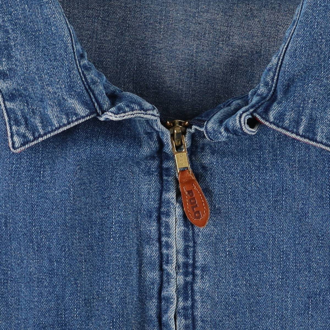 90'S Polo by Ralph Lauren denim swing top sports jacket, Made in USA, Men's XXL cotton blue type Vintage Second Hand