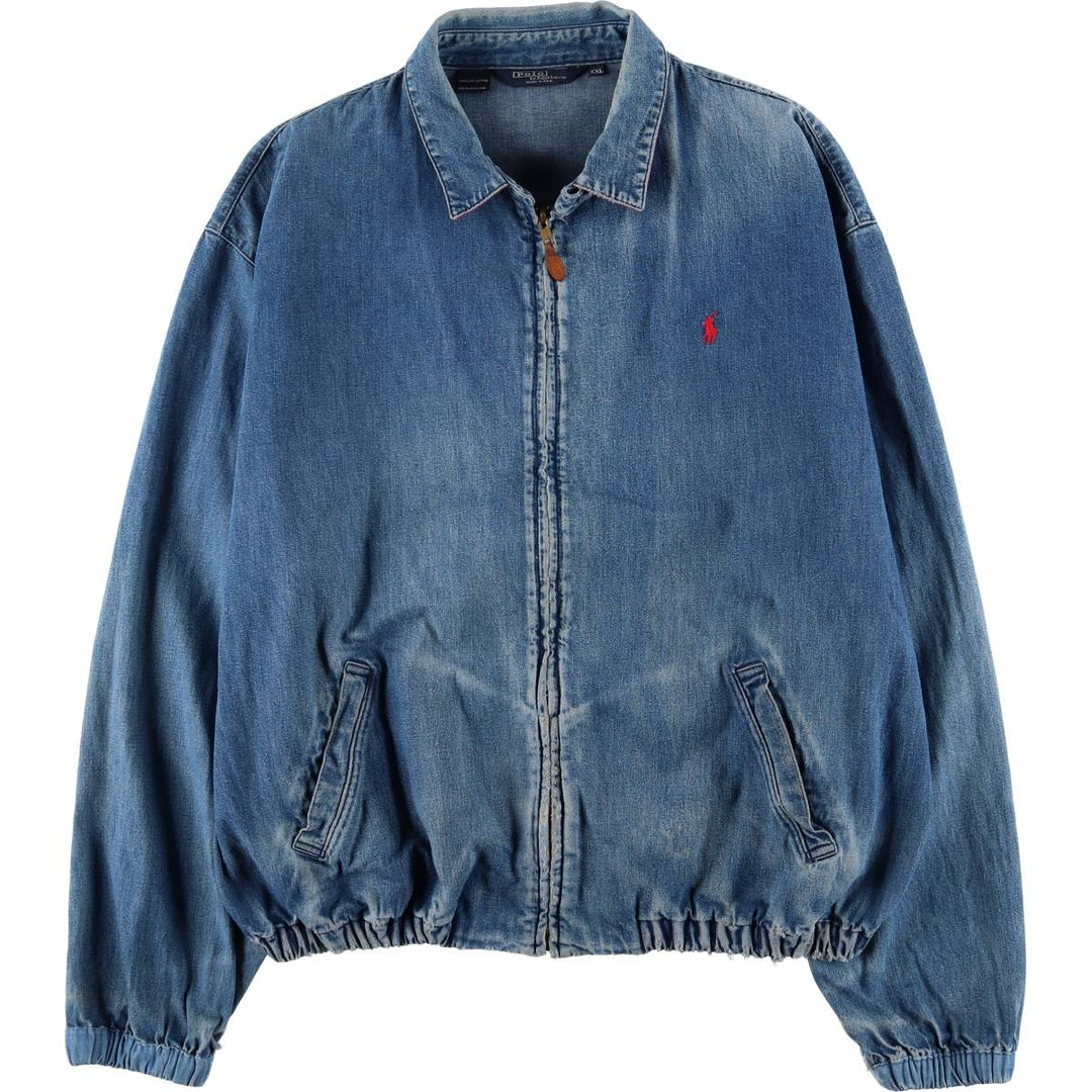 90'S Polo by Ralph Lauren denim swing top sports jacket, Made in USA, Men's XXL cotton blue type Vintage Second Hand