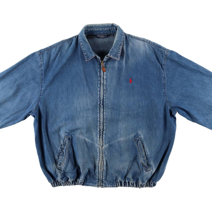 90'S Polo by Ralph Lauren denim swing top sports jacket, Made in USA, Men's XXL cotton blue type Vintage Second Hand