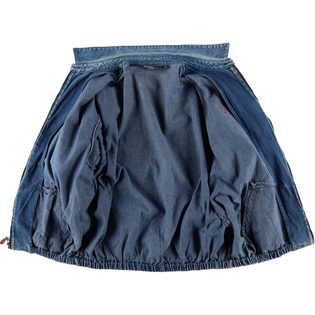 90'S Polo by Ralph Lauren denim swing top sports jacket, Made in USA, Men's XXL cotton blue type Vintage Second Hand