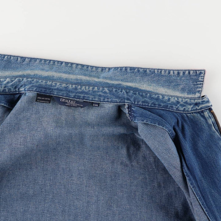 90'S Polo by Ralph Lauren denim swing top sports jacket, Made in USA, Men's XXL cotton blue type Vintage Second Hand