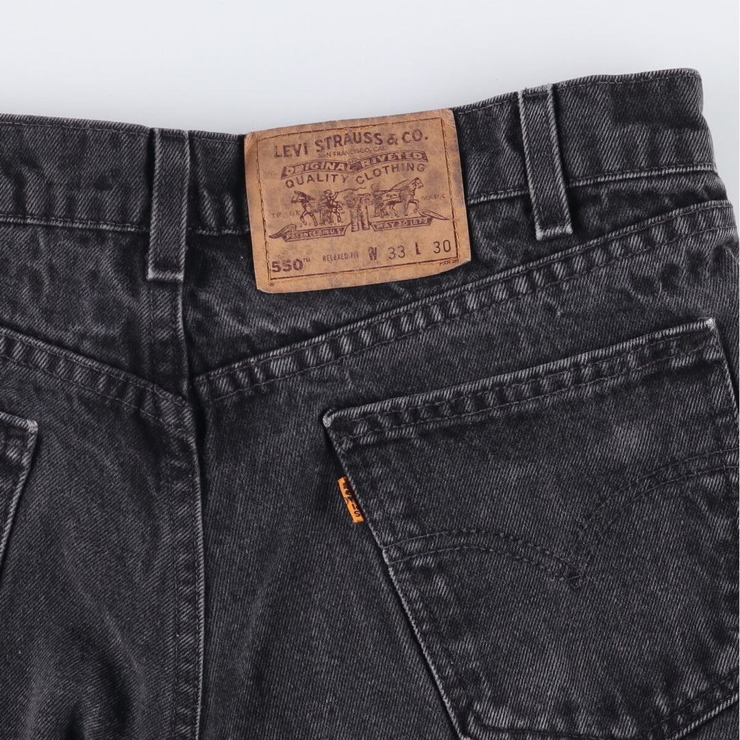90'S Levi's 550 Relaxed Fit Tapered Black Denim Pants, Made in the USA, Men's Size 33, Vintage cotton black type Vintage Second Hand