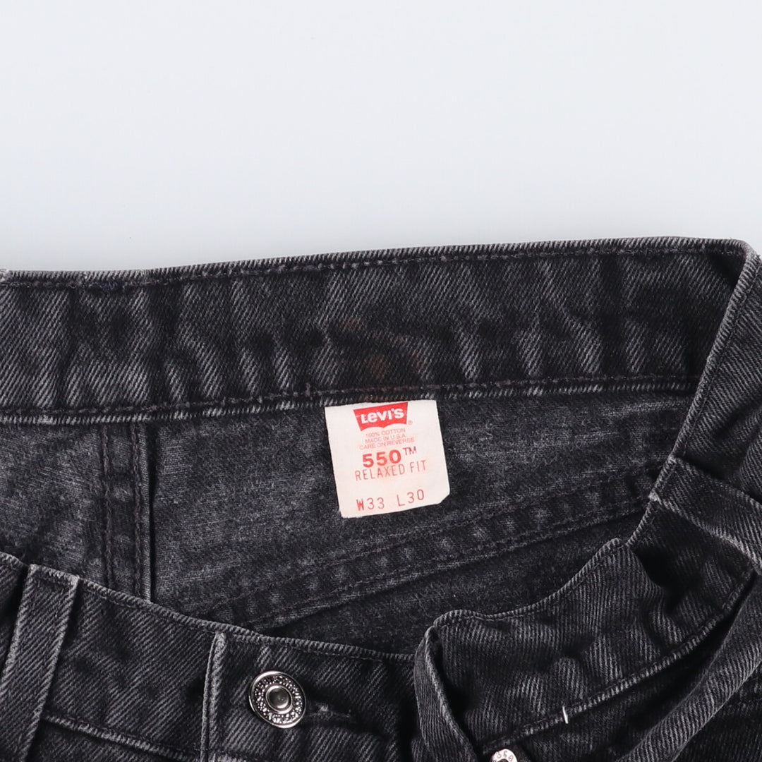 90'S Levi's 550 Relaxed Fit Tapered Black Denim Pants, Made in the USA, Men's Size 33, Vintage cotton black type Vintage Second Hand