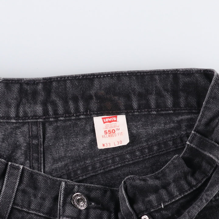 90'S Levi's 550 Relaxed Fit Tapered Black Denim Pants, Made in the USA, Men's Size 33, Vintage cotton black type Vintage Second Hand