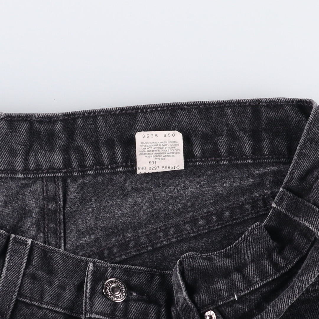 90'S Levi's 550 Relaxed Fit Tapered Black Denim Pants, Made in the USA, Men's Size 33, Vintage cotton black type Vintage Second Hand