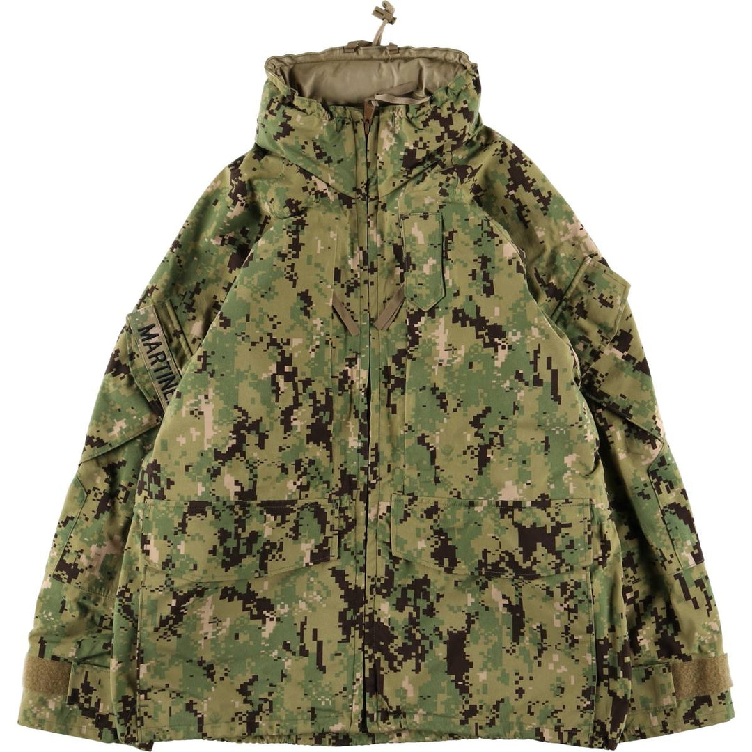 Authentic US Navy Camouflage Pattern Digital Camo Military Gore-Tex Parka, Made in USA, Small X-Short, Men's Size S Nylon Khaki type Vintage Second Hand