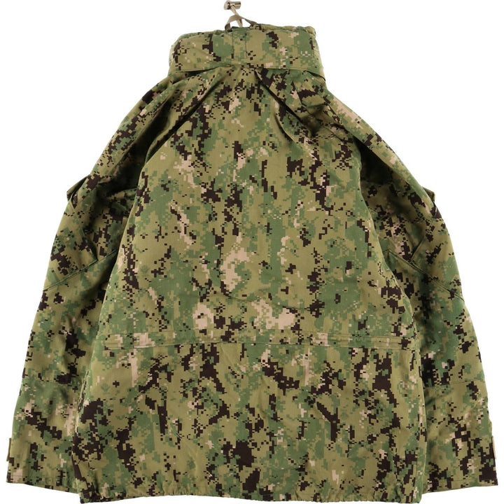 Authentic US Navy Camouflage Pattern Digital Camo Military Gore-Tex Parka, Made in USA, Small X-Short, Men's Size S Nylon Khaki type Vintage Second Hand
