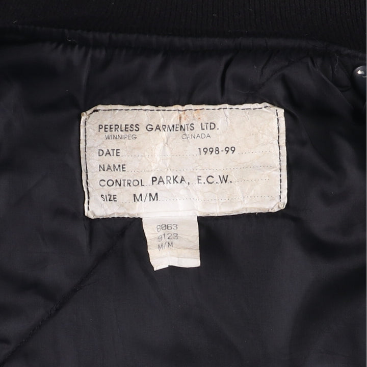 Vintage 1990'S Canadian Army ECW padded military combat jacket, made in Canada, men's size M cotton navy blue type Vintage Second Hand