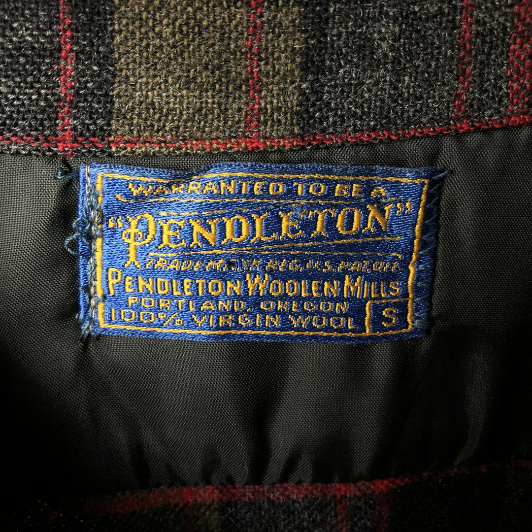 1950'S Pendleton Check Pattern Board Shirt, Open Collar, Long Sleeve, Wool, Box Shirt, Men's Size Small wool brown type Vintage Second Hand