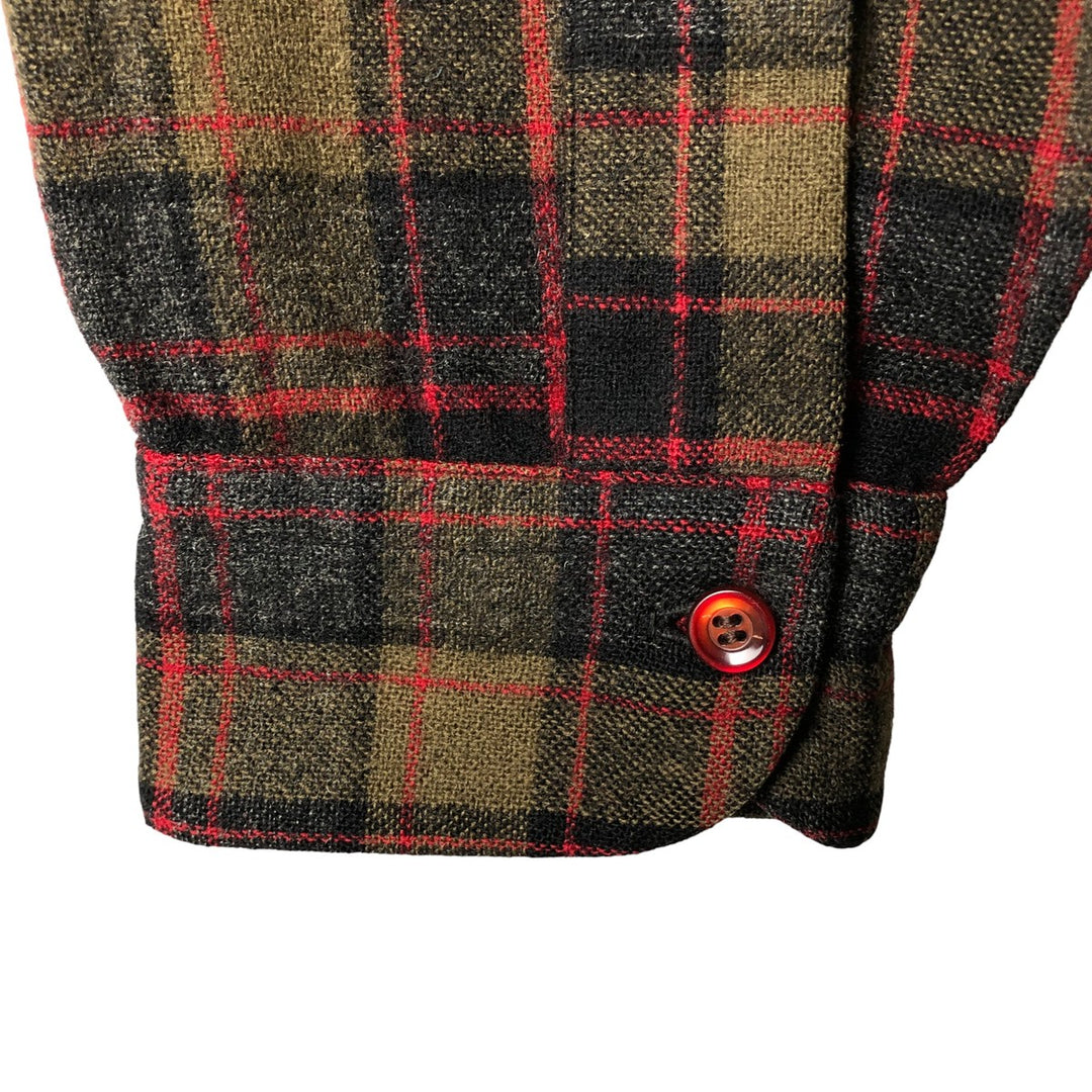 1950'S Pendleton Check Pattern Board Shirt, Open Collar, Long Sleeve, Wool, Box Shirt, Men's Size Small wool brown type Vintage Second Hand