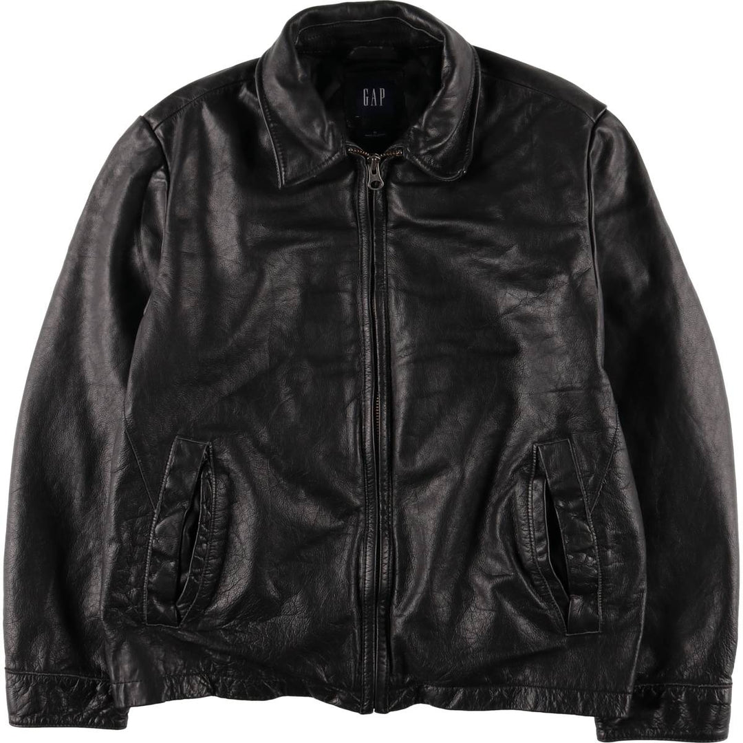 2000'S GAP Padded Swing Top Leather Blouson, Men's Size M Genuine Leather Cowhide black type Vintage Second Hand