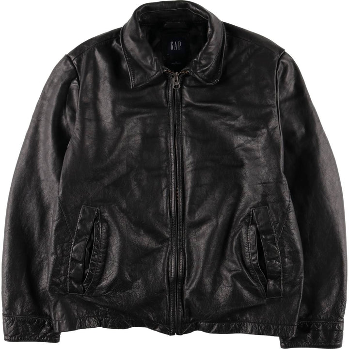 2000'S GAP Padded Swing Top Leather Blouson, Men's Size M Genuine Leather Cowhide black type Vintage Second Hand