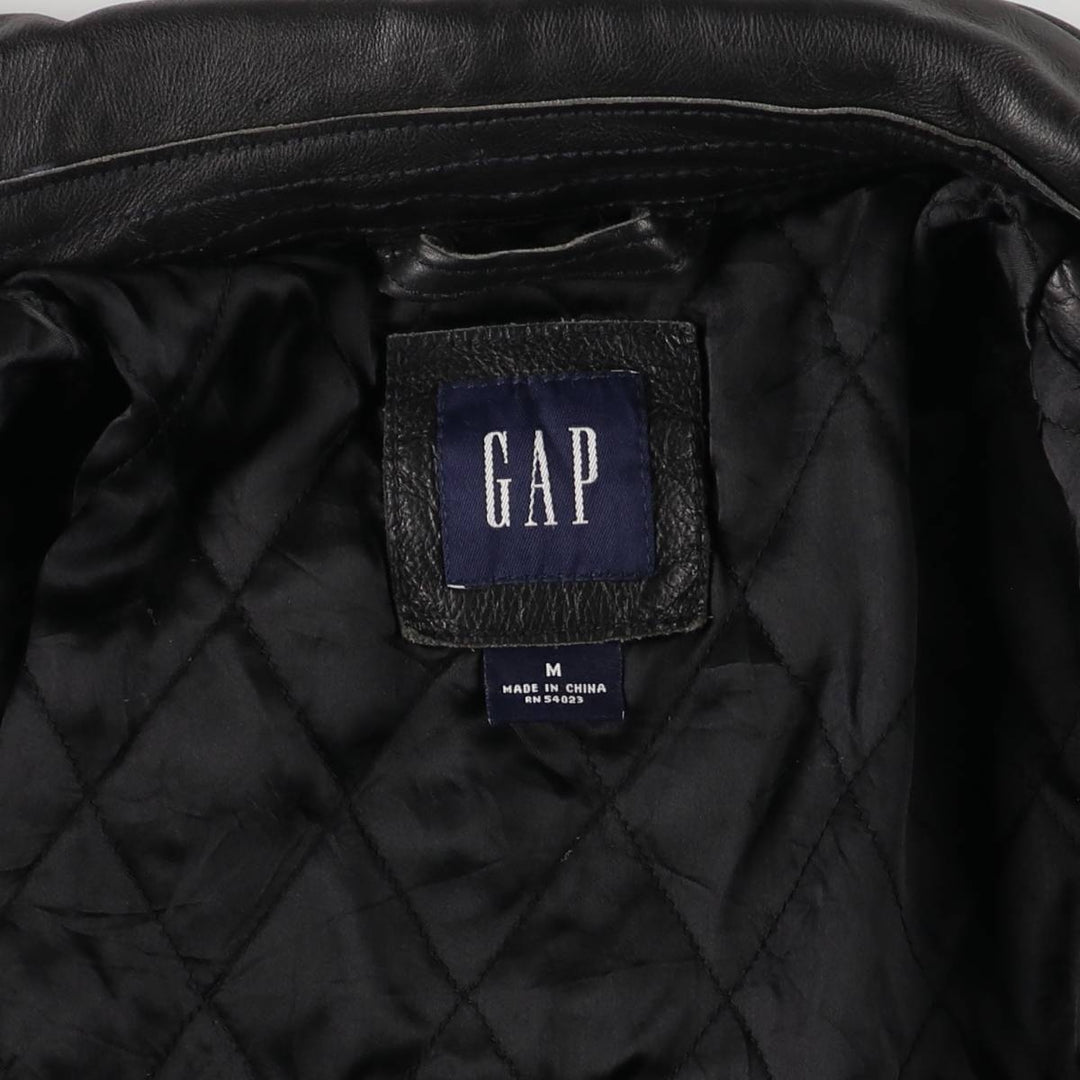 2000'S GAP Padded Swing Top Leather Blouson, Men's Size M Genuine Leather Cowhide black type Vintage Second Hand
