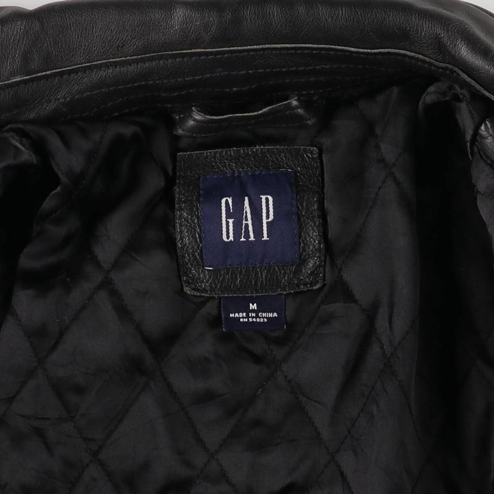 2000'S GAP Padded Swing Top Leather Blouson, Men's Size M Genuine Leather Cowhide black type Vintage Second Hand