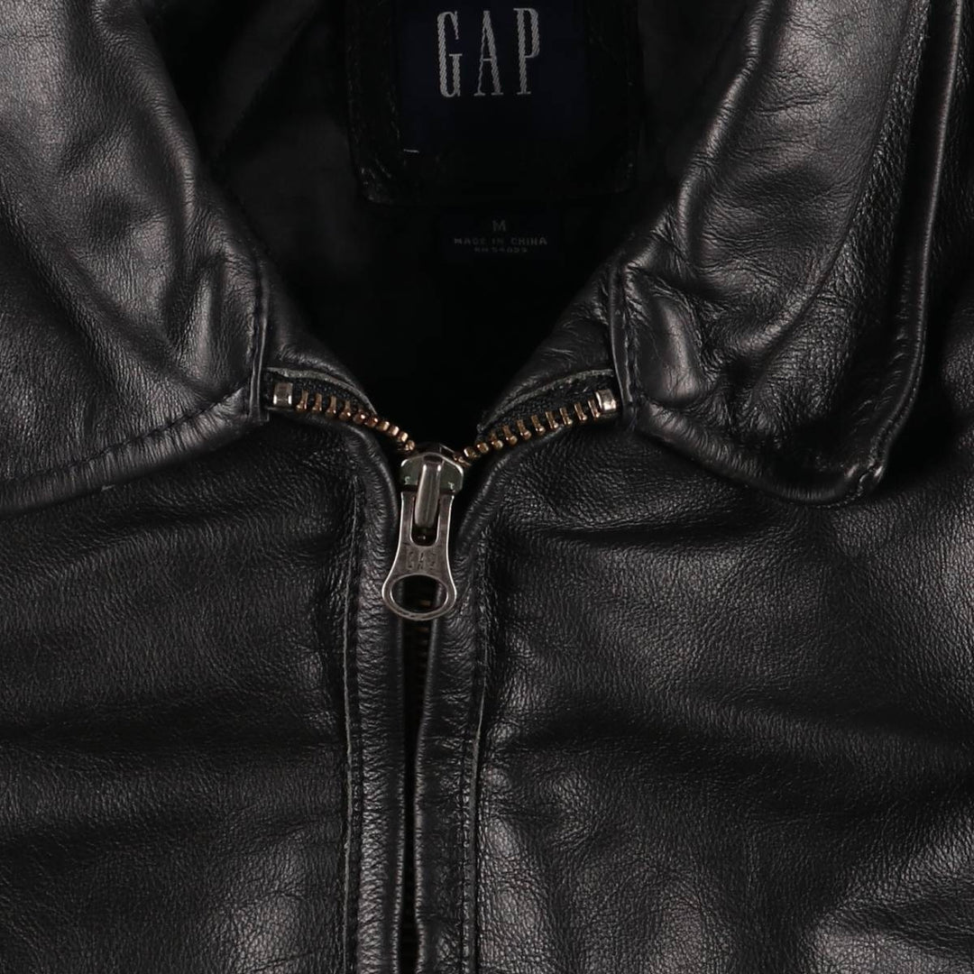 2000'S GAP Padded Swing Top Leather Blouson, Men's Size M Genuine Leather Cowhide black type Vintage Second Hand