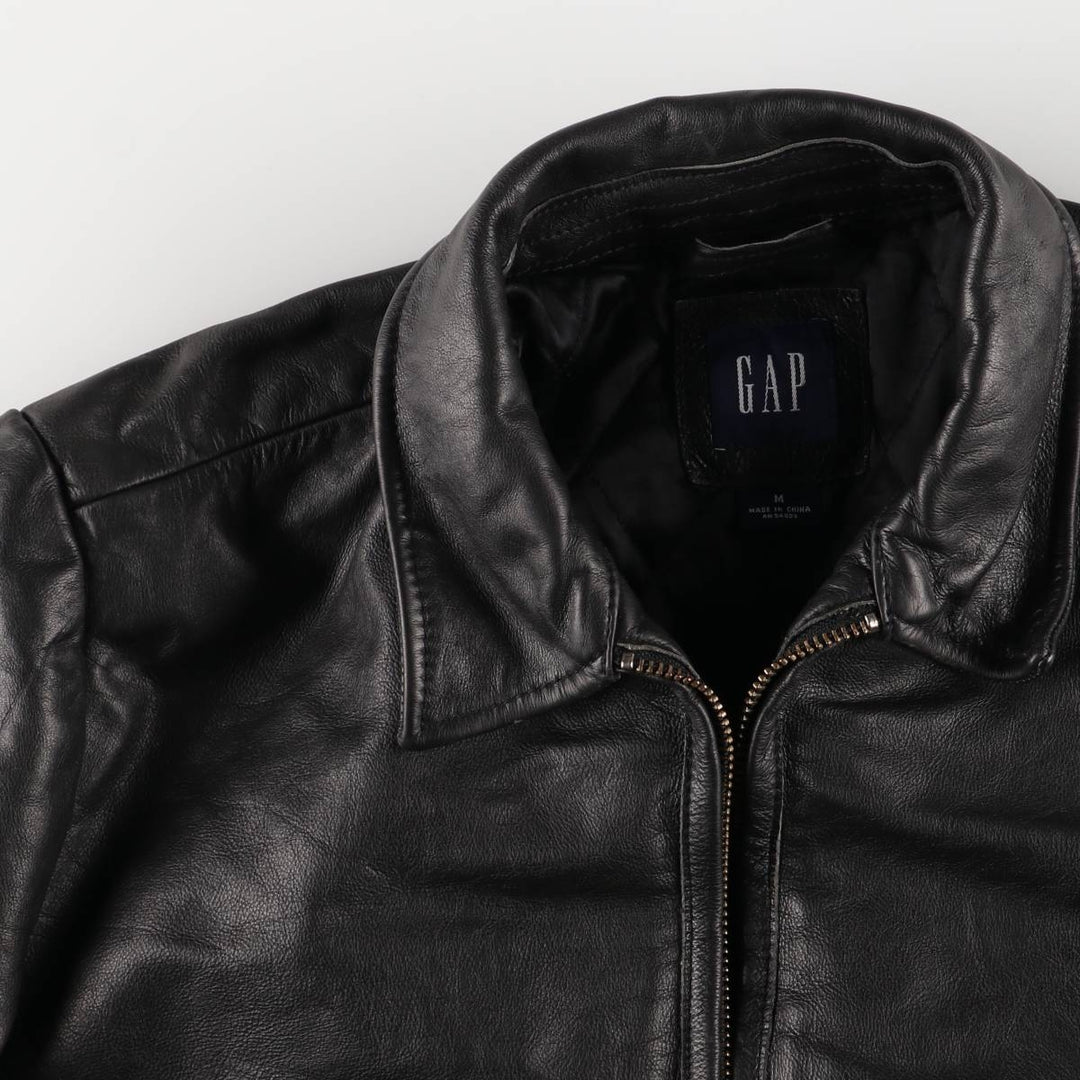 2000'S GAP Padded Swing Top Leather Blouson, Men's Size M Genuine Leather Cowhide black type Vintage Second Hand