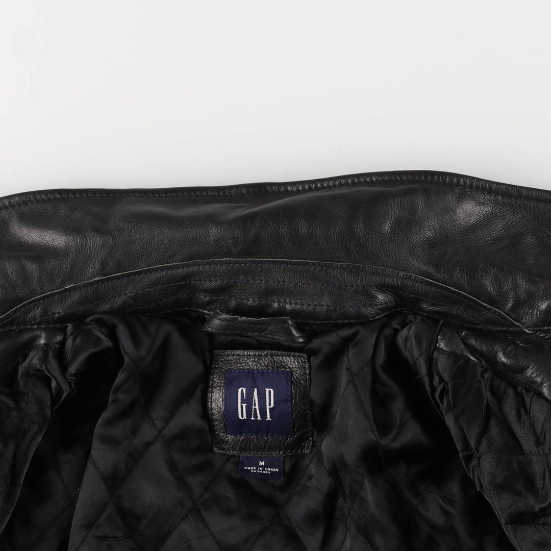 2000'S GAP Padded Swing Top Leather Blouson, Men's Size M Genuine Leather Cowhide black type Vintage Second Hand
