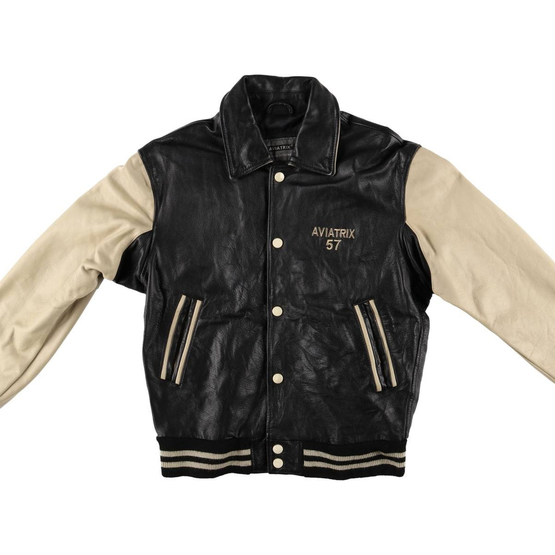 AVIATRIX Tiger Pattern Leather Blouson, Men's Size M genuine leather black type Vintage Second Hand