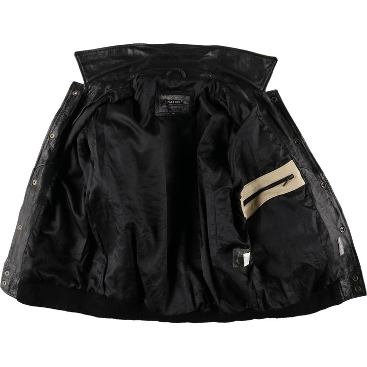 AVIATRIX Tiger Pattern Leather Blouson, Men's Size M genuine leather black type Vintage Second Hand