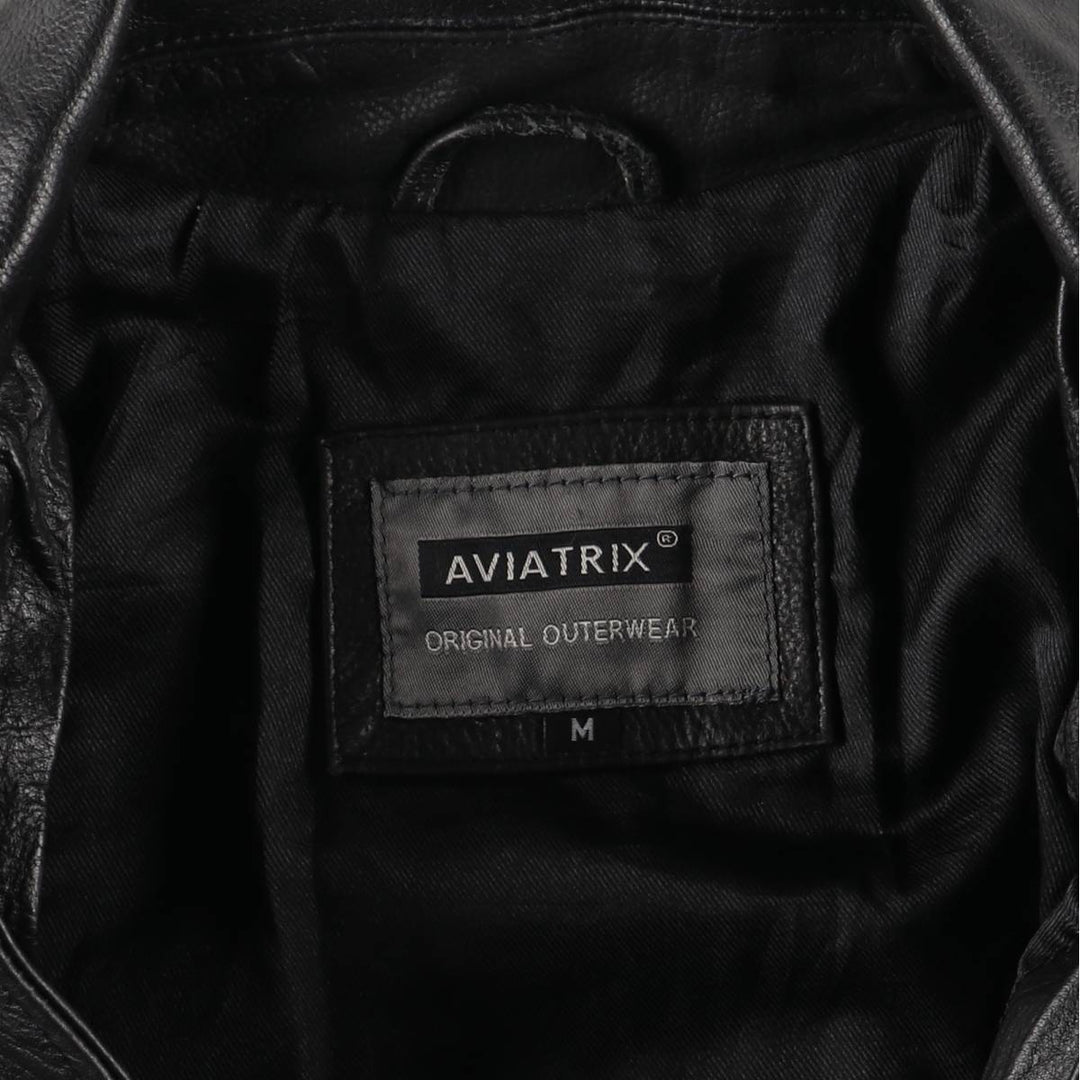 AVIATRIX Tiger Pattern Leather Blouson, Men's Size M genuine leather black type Vintage Second Hand